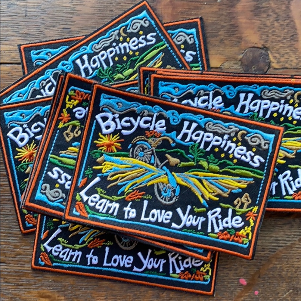 Bicycle Happiness Patches Bike patch Art Sew-on Iron-on supports bike education